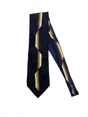 Knightsbridge Silk Tie with Gold and Navy Pattern